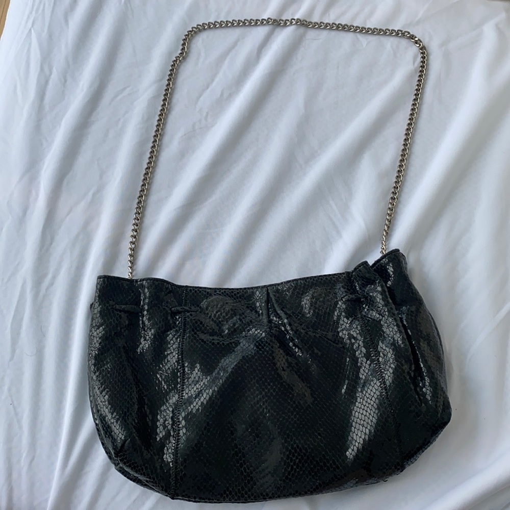Carlos Falchi mini black snakeskin bag